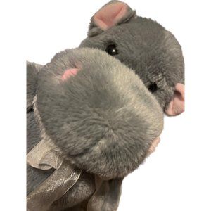 Kellytoy Hippo Plush 12" Sitting Grey Pink Stuffed Animal 14" Standing Toy Soft